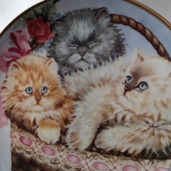 Adorable Franklin Mint Three Little Kittens Display Plate, Artist K Duncan 1991 - Picture 2 of 6